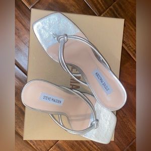 Silver Thong Sandals ~Steve Madden